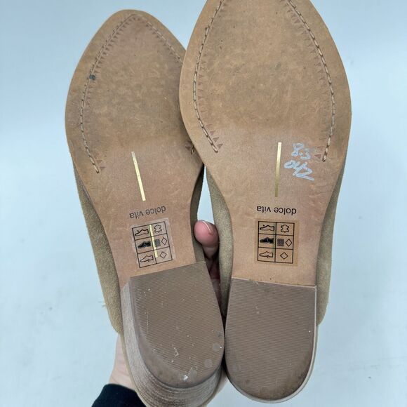 Dolce Vita Women's Shiloh Mules Size 8.5 Truffle Suede Brown Leather Western - Picture 6 of 9